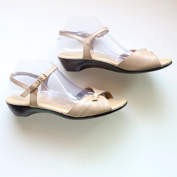SAS Beige Soft Arch Leather Open Toe Sandals Flats Summer Wedge Comfort Shoes 11 - Picture 9 of 15